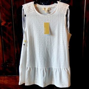 NWT Michael Kors White Peplum Lace Top